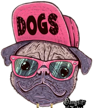 Hipster Pug Illustration PNG