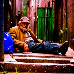 Hobo In Alleyway PNG Mvx