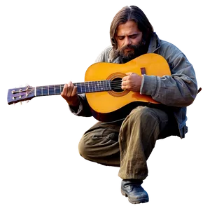 Hobo With Guitar PNG 06242024