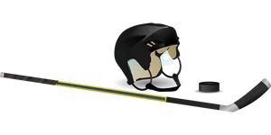 Hockey Player Silhouetteand Equipment PNG