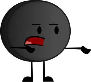 Hockey Puck Character Displeased PNG image