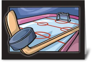 Hockey Stickand Puckon Ice PNG