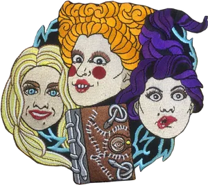 Hocus Pocus Sanderson Sisters Embroidery PNG image