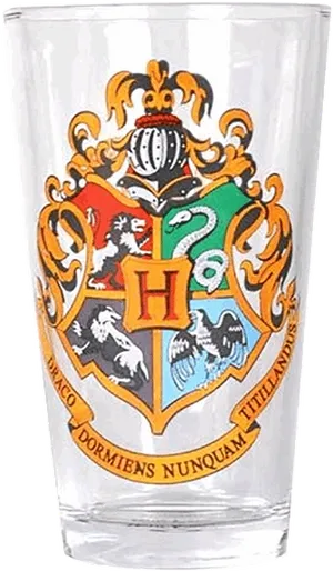 Hogwarts Crest Glass Tumbler PNG image