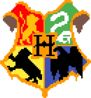 Hogwarts Crest Pixel Art PNG image