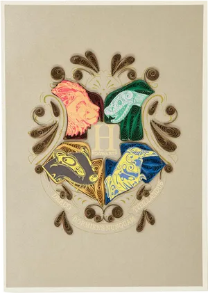 Hogwarts Crest Quilling Art PNG image