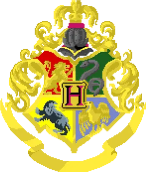 Hogwarts School Crest Pixel Art PNG image