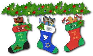 Holiday Charity Stockings Illustration PNG image