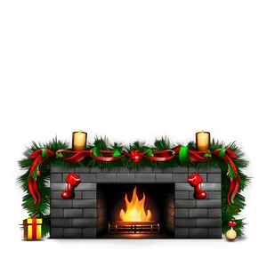 Holiday Fireplace With Garland Png 06262024 PNG image