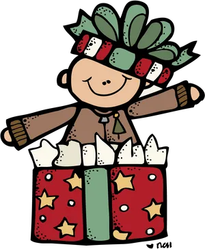 Holiday Gift Box Cartoon Character PNG image