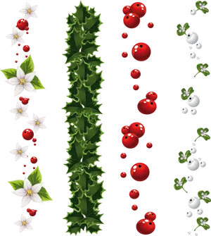 Holiday Hollyand Berries Pattern PNG