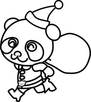 Holiday Panda Coloring Page PNG image