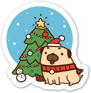 Holiday Pupand Christmas Tree Sticker PNG image