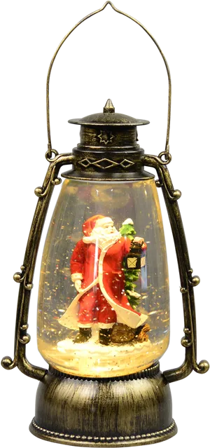 Holiday Santa Snow Globe Lantern