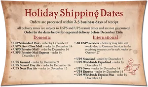 Holiday Shipping Dates Notice PNG image