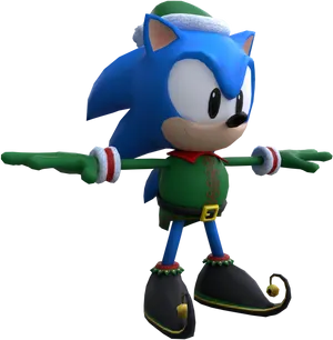 Holiday Sonic Character Render PNG image