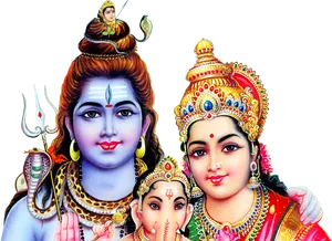 Holy_ Triad_of_ Hindu_ Deities_ Shiva_ Parvati_ Ganesh.jpg PNG image