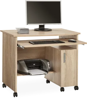 Home Office Computer Desk Setup PNG image