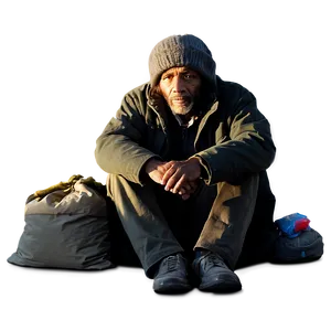 Homeless Man At Night PNG 06132024