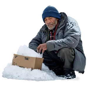Homeless Man In Snow PNG 27