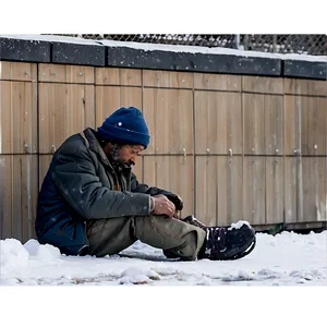 Homeless Man In Snow PNG 98