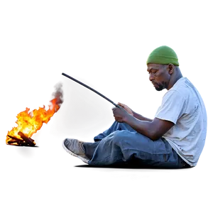Homeless Man Lighting Fire PNG Qnj PNG
