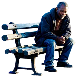 Homeless Man On Bench PNG 06132024