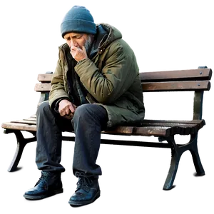 Homeless Man On Bench PNG 06132024