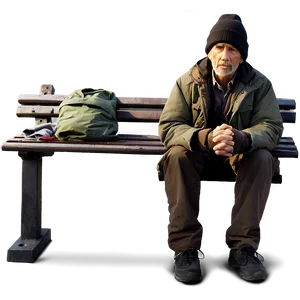 Homeless Man On Bench PNG 96