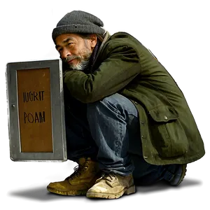 Homeless Man On Sidewalk PNG Poe8 PNG