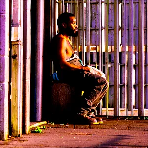 Homeless Man On Street PNG 06132024