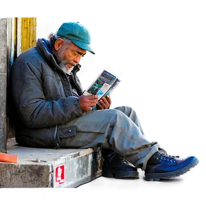 Homeless Man Reading PNG Sws93 PNG