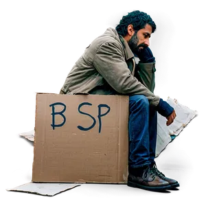 Homeless Man With Cardboard PNG 42