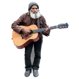 Homeless Man With Guitar PNG 06132024