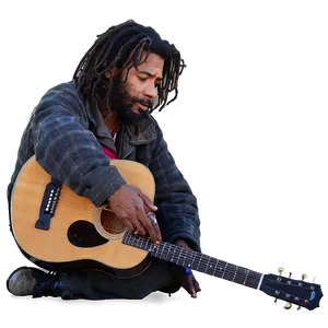 Homeless Man With Guitar PNG 06132024