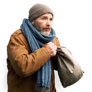 Homeless Man With Scarf PNG 06132024 PNG