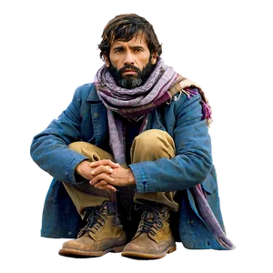 Homeless Man With Scarf PNG Vwj4 PNG