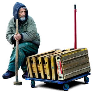 Homeless Man With Trolley PNG Xfw55 PNG