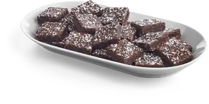 Homemade Chocolate Brownies Plate PNG