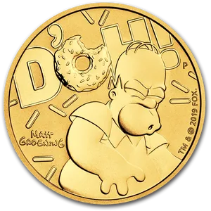 Homer Simpson Donut Coin PNG image