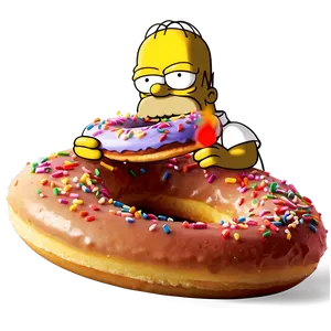 Homer Simpson Eating Donut PNG Bwq