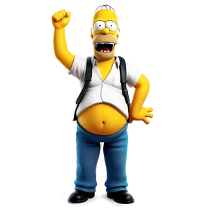 Homer Simpson Victory Pose PNG Qfs PNG