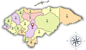Honduras Administrative Divisions Map PNG image