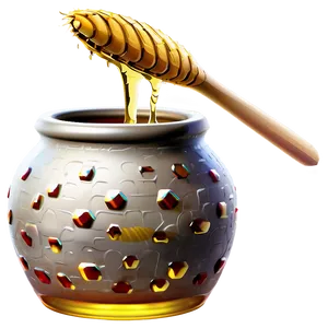 Honey Pot With Brush PNG 86