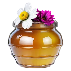 Honey Pot With Flowers PNG 06292024
