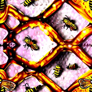 Honeycomb Pattern With Bees Png 06262024 PNG image