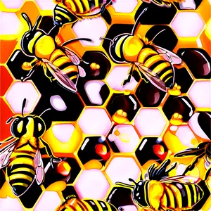 Honeycomb Pattern With Bees Png 06262024 PNG image