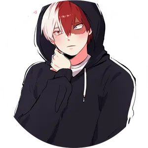 Hooded Anime Character Todoroki PNG image