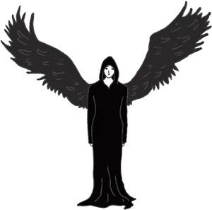 Hooded Figurewith Wings Illustration PNG image