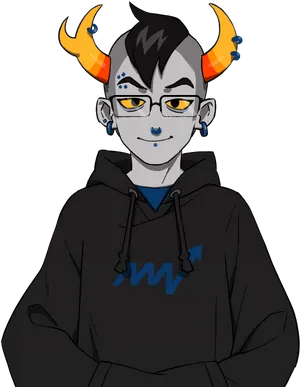 Horned_ Character_with_ Multiple_ Piercings PNG image